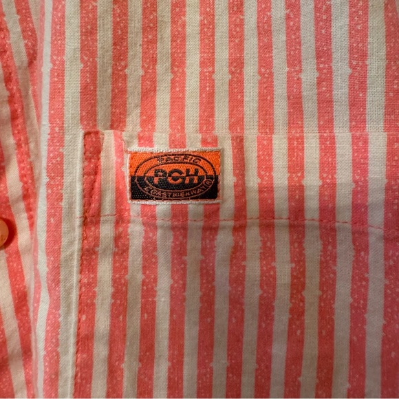 Vintage 90s Pacific Coast Highway PCH White Pink Striped Button Shirt Large - Picture 3 of 10